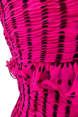 Well Documented Spring 1987 Valentino Original Strapless Pink & Black Silk Chiffon Dress