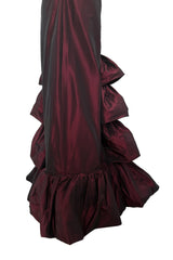 Gorgeous Fall 2005 Original Valentino Runway Look 67 Deep Oxblood Silk Dress w Tiered Ruffle Skirting