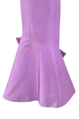 Prettiest 1990s Isaac Mizrahi Pale Pastel Lavender Silk Dress w Flared Skirt & Back Bow