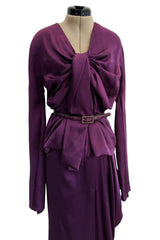 Rare Fall 2007 Christian Dior by John Galliano Runway Look 43 Purple Hammered Silk Top Skirt Dress Set