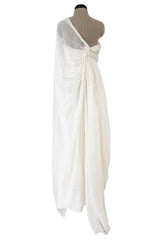 Dreamy Spring 2008 Christian Dior by John Galliano Ivory Silk Chiffon Dress w Hand Done Floral Embroidery