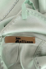 Fabulous Spring 2004 John Galliano Pale Mint Green Bias Cut Slip Dress w Rhinestone Detailing