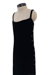 Suberb Fall 1970 Christian Dior Haute Couture by Marc Bohan Minimalist Black Velvet Column Dressress