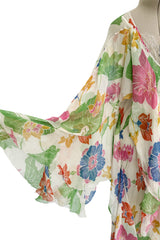 Prettiest Spring 2019 Etro by Veronica Etro Oversized Floral Print Bias Cut Silk Chiffon Spiral Dress