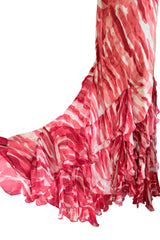 Fantastic Spring 2005 Roberto Cavalli Coral Runway Print Dress w Phenomenal Ruffled Skirt