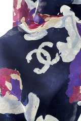 Cruise 2010 Chanel by Karl Lagerfeld Runway Look 33 Silk Chiffon Dress w Oversized Purple Floral Print