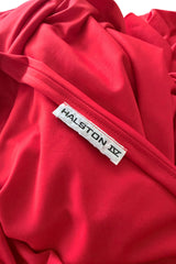 Dreamy 1978 Halston IV Red East-to-Wear Jersey One Shoulder Draped Dress w Side Slit