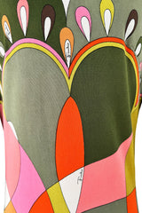 Fantastic 1960s Emilio Pucci Green Pink Coral & Orange Abstract Print Silk Jersey Dress