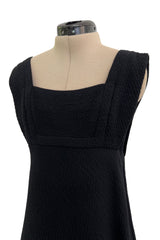 Minimalist c. 1964 James Galanos Superb Detailed Square Neckline Long Sheath Dress