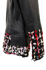 Fantastic Spring 2011 Chanel by Karl Lagerfeld Runway Look 48 Leather Jacket w Floral Silk Detailing
