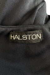 Spectacular Spring 1973 Halston Runway Side Cut Out Black Jersey Bias Cut Dress w Open Back