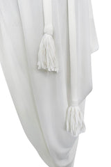 1970s Loris Azzaro White Stretch Jersey Strapless Jumpsuit w Gathered Bodice & Draped Pants