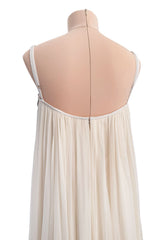 2022 Alexander McQueen by Sarah Burton Silk Chiffon Dress w Silver Bead Detailed Bodice