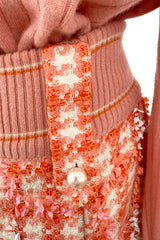 Phenomenal Spring 2001 Chanel by Karl Lagerfeld Runway Cashmere & Sequin Top & Skirt Set