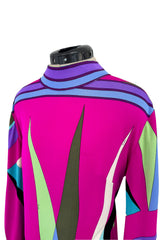 Bright 1960s Emilio Pucci Deep Fuchsia Pink & Primary Coloured Geometric Print Silk Jersey Dress