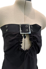 Sexy Fall 2002 Christian Dior by John Galliano Look 23 in Black Strapless Silk w Buckle Details