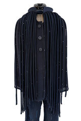 Ad Campaign Spring 2016 Giorgio Armani Runway Look 29 Three Piece Navy Top, Pant & Neckpiece Set