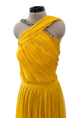 Spring 2009 John Galliano Deep Yellow Silk Chiffon Dress w Rhinestone Detailing