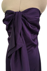 2010s Valentino Roma Strapless Purple Jersey Dress w Built in Corset & Extended Front Ruffles
