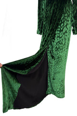 Beautiful Fall 2012 Gucci by Frida Giannini Runway Look 35 Deep Green Velvet Dress w Leopard Pattern