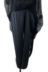 Incredible 1990s Chanel by Karl Lagerfeld Silk & Silk Chiffon Jumpsuit w Camellia Applique Overskirt