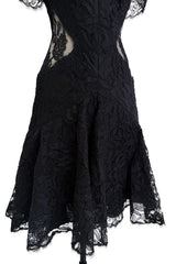 Fall 2017 Alexander McQueen by Sarah Burton Black Lace Dress w See Through Lace Back