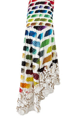 Hugely Documented Spring 2014 Chanel by Karl Lagerfeld Rainbow Print & Lace Runway Dress