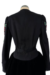Fall 1978 Givenchy Haute Couture Original Runway Sample Black Silk & Velvet Dress w Beaded Sleeves