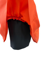 Spring 1987 Yves Saint Laurent Runway Strapless Dotted Net Mini Dress w Coral Skirt