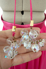 Recent Givenchy Vivid Silk Pink Chiffon Halter Dress w Completely Open Back & Multi Length Hem