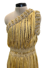 Outstanding Cruise 2011 Chanel by Karl Lagerfeld Runway Look 36 Gold Ribbon & Metallic Gold Cord Knit Dress