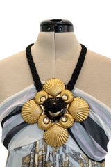 Resort 2009 Gucci by Frida Giannini Runway Look 18 Silk Caftan Dress w Elaborate Shell Halter