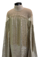 Dreamy Spring 2019 Oscar de la Renta by Laura Kim & Fernando Garcia Runway Look 57 Gold Silver Bead Caftan Dress