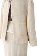 Cruise 2012 Chanel by Karl Lagerfeld Runway Look 8 Ivory Suit w Jewels, Sequin Details & Silver Thread