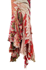 Spring 2004 Roberto Cavalli Long Version of Runway Look 23 Feather Light Silk Coral & Gold Print Dress