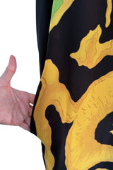 Pre-Fall 2022 Valentino by Pierpaolo Piccioli Black Silk Brilliant Dragon Printed Caftan Dress