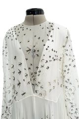 Spectacular Spring 2017 Valentino by Pierpaolo Piccioli Runway Look 52 Zandra Rhodes Print White Silk Chiffon Dress