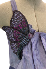 Prettiest Spring 2009 Emporio Armani Runway Finale Look 91 Purple Dress w Elaborately Beaded Butterfly Appliques