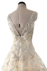 Dreamy Pre-Fall 2015 Oscar de la Renta Look 36 Metallic Gold Applique & Ivory Net Dress