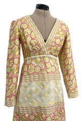 Wonderful 1960s Malcolm Starr by Elinor Simmons Pink Detailed Metallic Brocade Dress