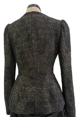 Extraordinary Rare Fall 2016 Dolce & Gabbana Alta Moda Couture Gold Tweed & Lace Covered Jacket & Skirt Suit Set