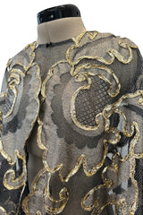 Phenomenal Fall 1993 Paco Rabanne Haute Couture Runway Sample Look 51 Metallic Gold & Silk Net Evening Caftan Coat