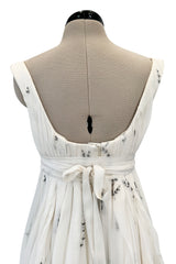 Important Fall 2003 Alexander McQueen 'Scanners" Runway Look 55 White Silk Corset Dress w Silver Sequins & Embroidery