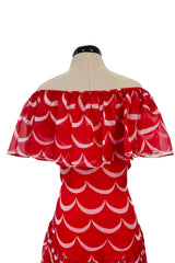 Exceptional & Important Spring 1980 Yves Saint Laurent Runway Red & White Print Silk Organza Dress