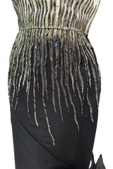 Exceptional Spring 1997 Nina Ricci by Gerard Pipart Haute Couture Runway Black & White Strapless w Beaded Details