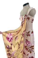 Prettiest Spring 2006 Valentino Runway Pink Floral Rose Print Pink Silk Chiffon w Draped Side Panel
