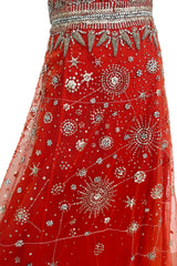 Exquisite 2020 Cucculelli Shaheen Collection 9 Strapless Hand Embroidered Carnelian Constellation Dress