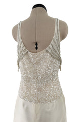 Extraordinary Spring 2001 Original Valentino Runway Look 73 Sequin Top & Ivory Silk Skirt Set