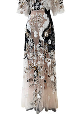 Resort 2021 Valentino by Pierpaolo Piccioli Gold, White & Black Sequin and Net Dress