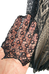 Spring 2017 Alexander McQueen by Saran Burton Runway Look 37 Off Shoulder Black Stretch Net Dress